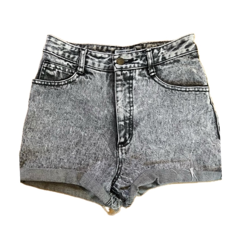 Vintage Guess Georges Marciano High Waist Cutoffs Gray Acid Wash Shorts Size 25